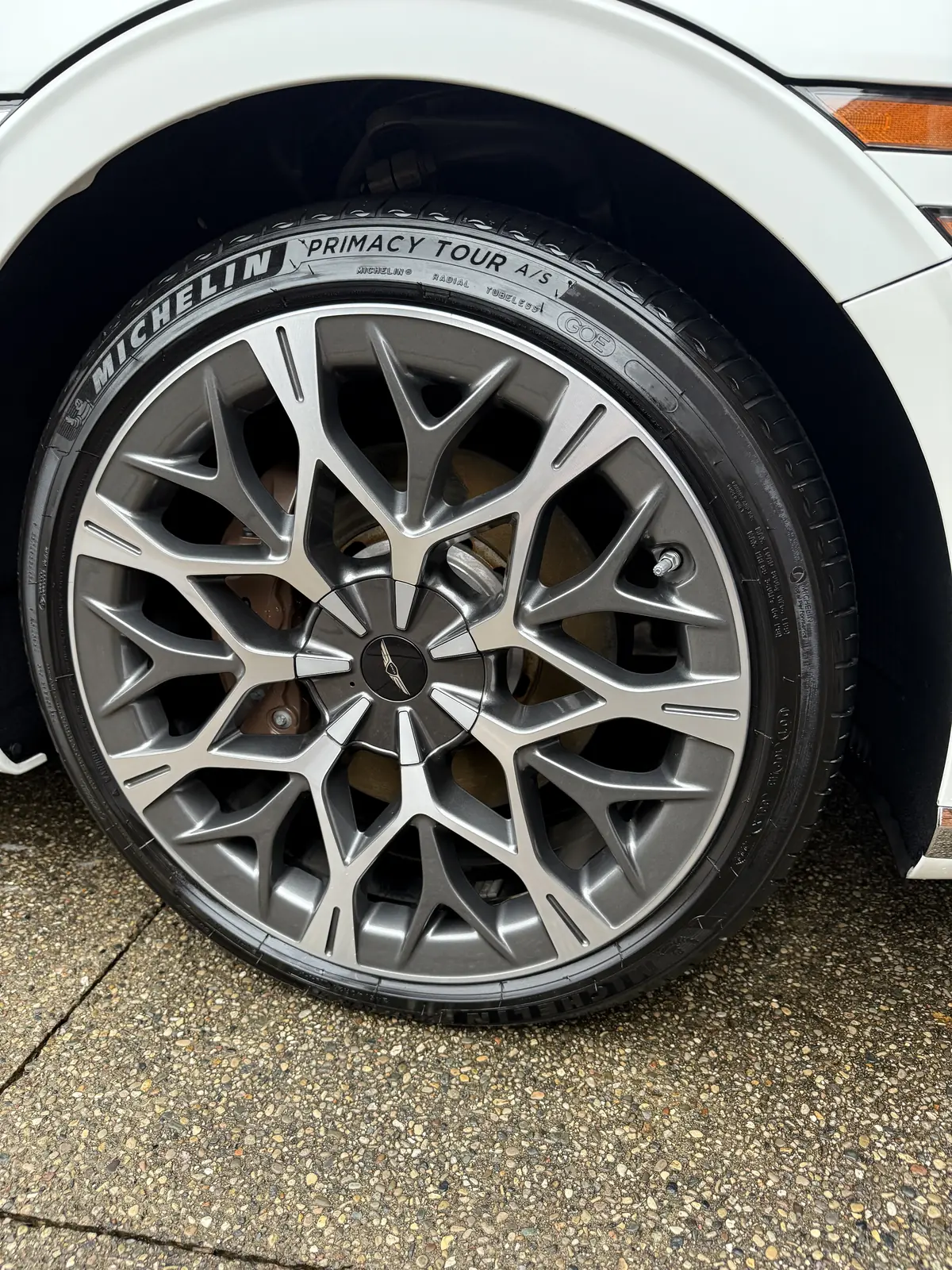 Close-up of an alloy wheel and Michelin tire